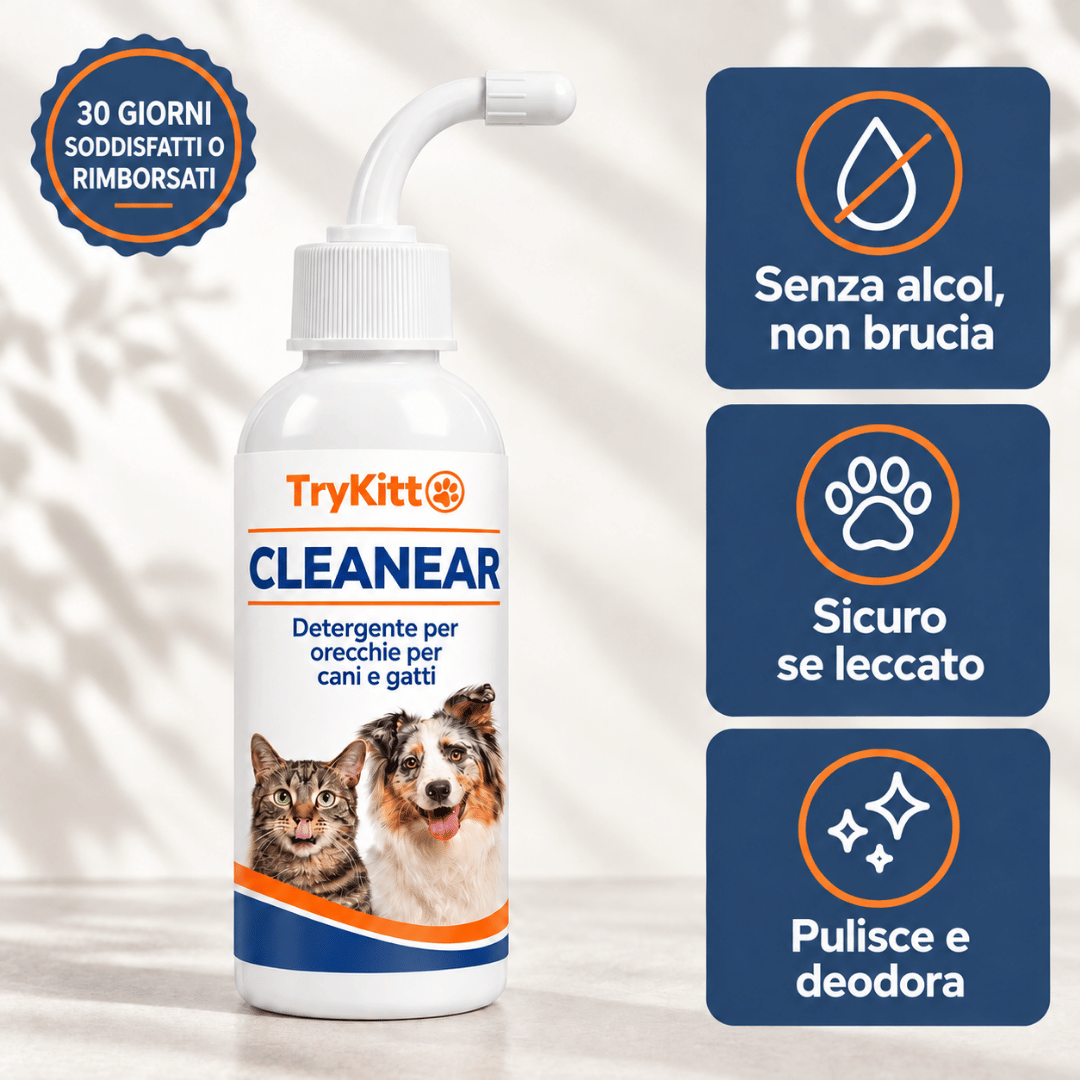 Detergente per orecchie di cani e gatti