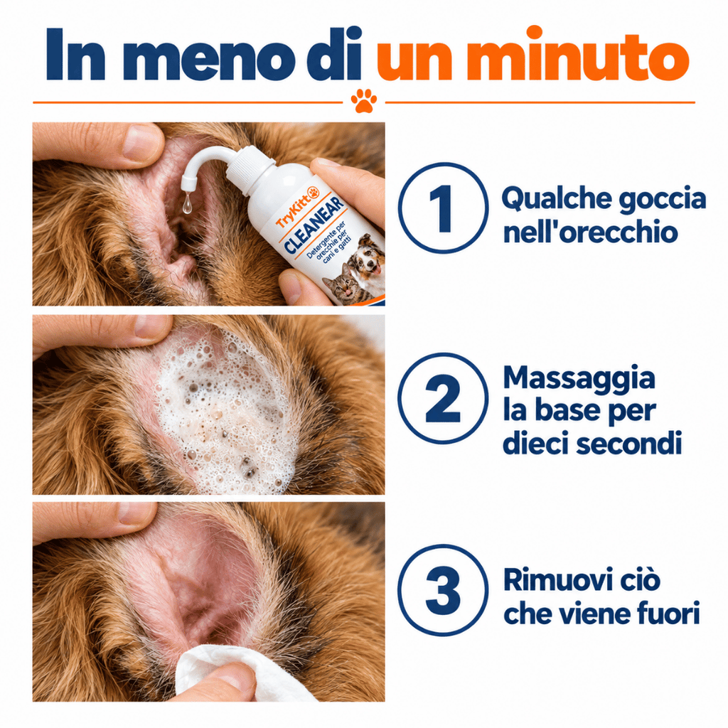 Detergente per orecchie di cani e gatti